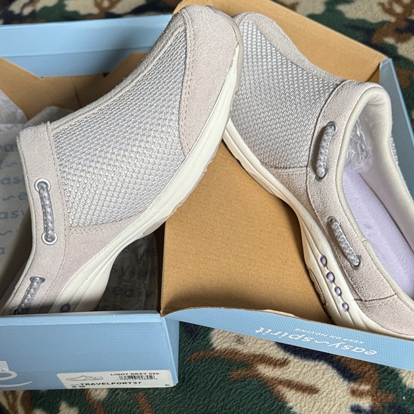 Easy Spirit Shoes - Easy Spirit Light Gray Slip-On Sneakers